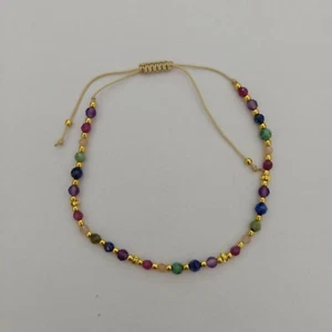 3mm Gemstone Beaded Bracelet Colourful Gold Jewellery AUS Free Postage - Picture 1 of 4