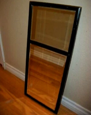 Espejo victoriano Trumeau biselado doble vidrio antiguo madera envejecida ebonizada 1910 Foto 1 de 4