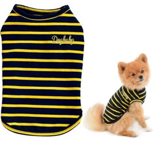 Lot Of 45 Small Dog Clothes Black Stripe Cotton Vest Doggy Shirts - Picture 1 of 9