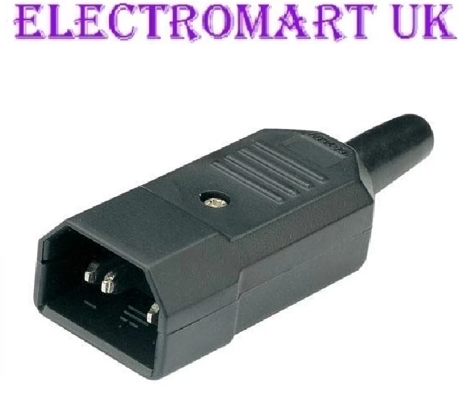 IEC C14 EURO MAINS POWER IN-LINE PLUG MALE 10A AMP RATED - Image 1 of 1