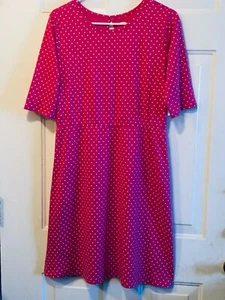 NWT Old Navy XXL (16) Plus Girl Knit Dress Hot Pink/White Polka Dot Elbow Sleeve - Picture 1 of 10
