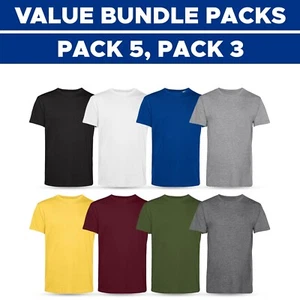 Mens Plain T-Shirt, Casual Short Sleeve 3 or 5 pack Tshirt Cotton Blank Tee Top - Picture 1 of 38