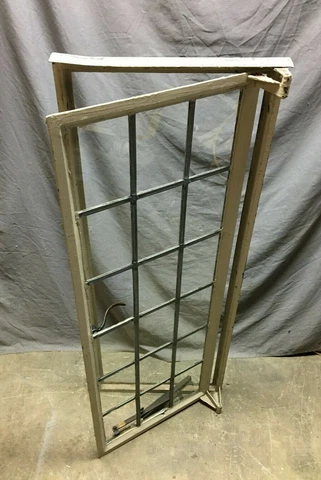 VTG 19x48 Industrial Steel Casement 18 Lite Leaded Glass Window Old 88-21B Cover