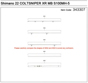 Piezas de repuesto de varilla Shimano COLTSNIPER XR MB S100MH-5, elige el número de piezas - Imagen 1 de 1
