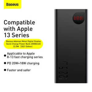 Baseus 20000mAh Charger 22.5W Portable Fast Charger External Battery for Mobile - Picture 1 of 14
