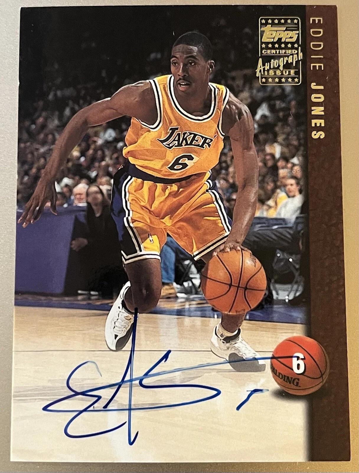 1998-99 Topps Certfied Autograph Eddie Jones On Card Auto