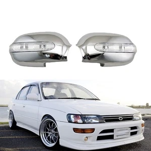 Chrome LED Rearview Mirror Side Cover Trim For 93-00 Toyota Corolla AE110 AE100 - Picture 1 of 5