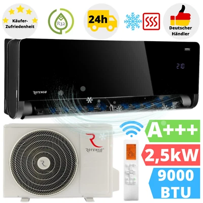 Rotenso Versu Mirror Black Klimaanlage 9000BTU Klimagerät Klima WLAN 2,5 kW A+++ - Bild 1 von 4