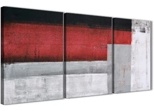 3 Piece Red Grey Painting Kitchen Canvas Accessories - Abstract 3428 - 126cm - Bild 1 von 5