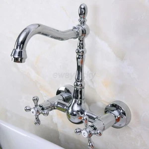 Grifo mezclador de grifo de fregadero de cocina giratorio con doble mango cruzado de latón cromado - Imagen 1 de 6