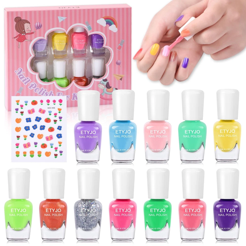 Nagellack Kinder Set - 12 Farben Ungiftig Kindernagellack Peel Off mit Blume ... - Bild 1 von 4
