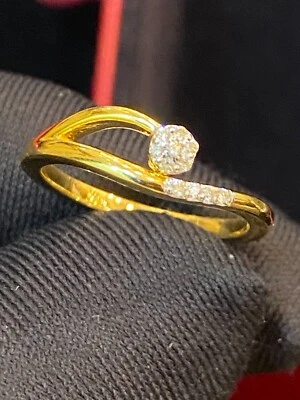 Pave 0,10 Cts Rond Brillante Coupe Naturel Diamants Mariage Band Bague En 14K Or - Photo 1/4