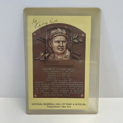 Autographed GEORGE KELL Detroit Tigers Baseball Museum Post Card With COA PSA - Image 1 of 4