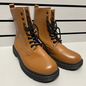 Charles Albert Women's Tan Combat Lace Up - Picture 1 of 10