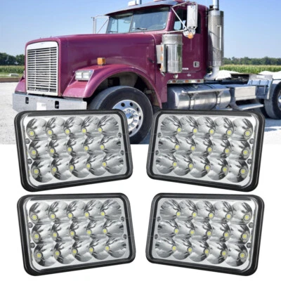 4PC 4x6" LED Headlights Sealed Hi/Lo Beam Fog Light For Freightliner FLD 120 112 - Image 1 of 4