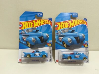 Blue 40 Ford Pickup HW Drag Strip 1/10 Hot Wheels L Case Lot of 2  - Image 1 of 4