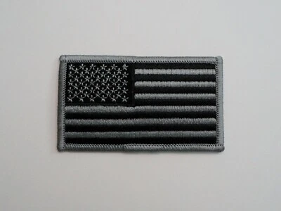 Grayscale USA American Flag Iron On Patch 3.25" x 2" New - Image 1 of 2