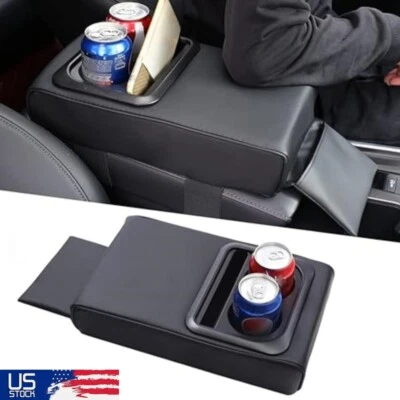 Car Armrest Cover Cushion with Cup & Phone Holder Memory Foam Armrest Cover Pad - Image 1 of 4