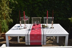 Chemins de Table Jacquard 50x160 CM Rouge Gris Olivenmotiv France Teflonschutz - Picture 1 of 6