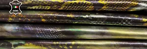 METALLIC MULTICOLOR SNAKE PRINT On Lambskin leather 2 skins 11sqf 0.8mm B6277 - Picture 1 of 7
