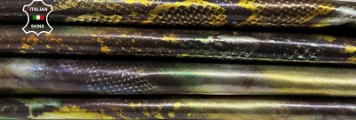 METALLIC MULTICOLOR SNAKE PRINT On Lambskin leather 2 skins 11sqf 0.8mm B6277 - Image 1 of 4