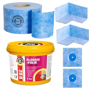 Dichtset Balkon Dusche Flüssigfolie 4kg Dichtband Ecken Set Aussen Innen H302 - Bild 1 von 12