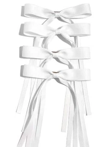 4pcs White Hair Bows Clips Ribbon Bowknot with Long Tail Barrettes Women - Picture 1 of 5