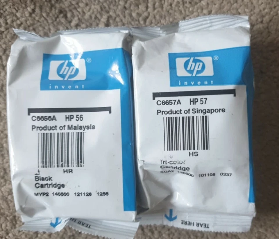 HP 56 Black &  HP 57 Tri-Colour C6656A + C6657A Genuine Ink Cartridges - Image 1 of 4