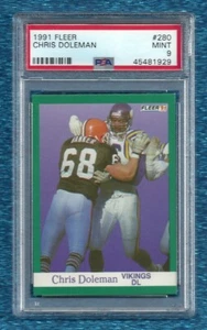 1991 FLEER #280 CHRIS DOLEMAN PSA 9 MINT POP 2 NONE HIGHER HOF MINNESOTA VIKINGS - Foto 1 di 1