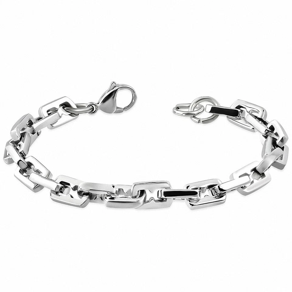 Armband Aus Kettenglieder Quadrat Fantasie Mit Verschluss Mit Karabiner Stahl - Bild 1 von 1