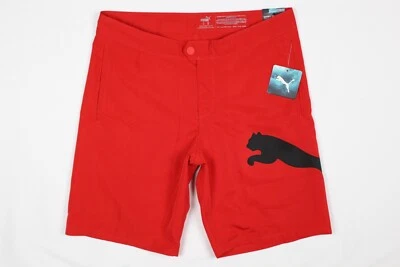 Pantalones Cortos de Tablero Puma Para Hombre Calce Regular 32 x 10" Entrepierna Rojo Negro Logo Bolsillos Laterales Foto 1 de 4