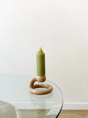 Ceramic Beige Tan Modern Tapered Candleholder - Imagem 1 de 4