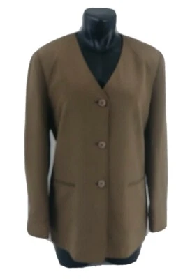 Talbots 6 коричневый шелк куртка Blazer кнопка с подкладкой воротника V шеи длинный рукав читать - Изображение 1 из 4