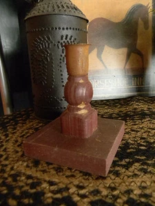 Primitive Vintage Look Tapered Candleholder Rustic Wooden Shelf Sitter Country - Picture 1 of 2