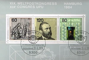 Congreso Postal Mundial 1984, sello de primer día, Michel Block 19, Alemania Alemania - Imagen 1 de 1