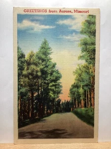 Rural Tree Lined Road: Aurora, MO - Vintage  Postcard - Picture 1 of 3