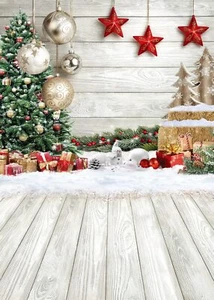 5x7ft Christmas Backdrop Christmas Tree Gift White Wood Floor Decorations for... - Picture 1 of 6