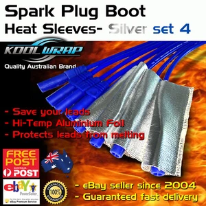 HEAT SHIELD Boots Sleeve suit Spark Plug Boots Silver 30mm ID Set 4 x straight - Imagen 1 de 4