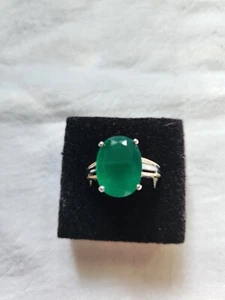 Emerald Green Color Large Onyx Stone Ring Size 10 Stainless Steel - Picture 1 of 9