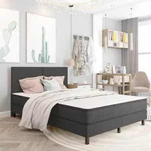 Boxspring-Bettgestell Grau Stoff 140x200 cm - Bild 1 von 8