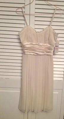 ANTHROPOLOGIE NWT Democracy Sz 2 Ivory Satin Dress Empire Waist Dressy $150 - Image 1 of 4