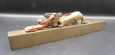 Chinese lacquered figural scroll weight dragon 9.25" - Image 1 of 4