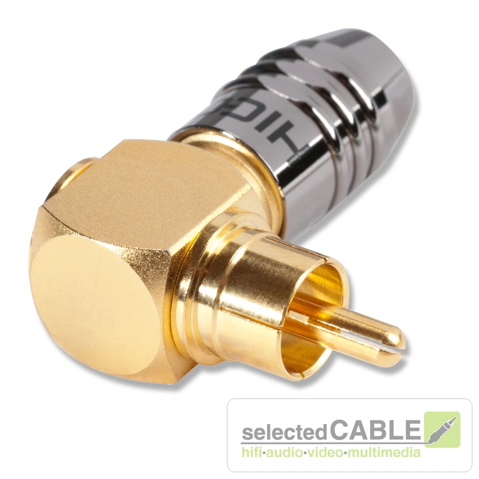 HICON Conector RCA 90° Angulado Cromado Atornillable | HI-CMA01-BLK - Imagen 1 de 1
