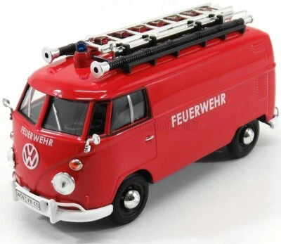 MODELLINO FURGONE STATICO VOLKSWAGEN T1 TYPE 2 VAN FEUERWEHR 1962 ROSSO 1/24 - Immagine 1 di 4