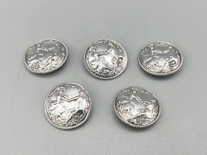 SET OF 5 LATE 19TH CENTURY STERLING SILVER "DANCING COUPLE" BUTTONS, c.1890-1900 - Picture 1 of 6