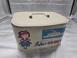 Vintage Mid-Century Ponytail Little Miss Traveler Vinyl Suitcase Vanity Case - Picture 1 of 6