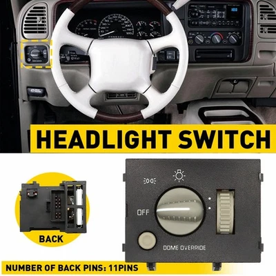 Dash Mounted Headlight Parking Light Switch for 1995-1999 Chevy Tahoe GMC C1500 - Image 1 of 4