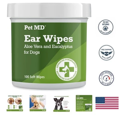 Soothing Dog Ear Wipes with Aloe & Eucalyptus - 100 Safe and Non-Irritating Pads - Image 1 of 4