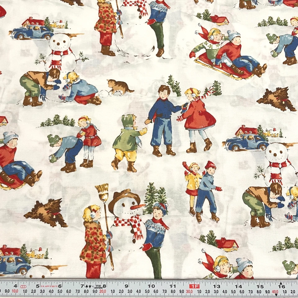 Vintage 1998 Dick and Jane’s December Alexander Henry Fabrics Cotton 70" x 55" - Image 1 of 2