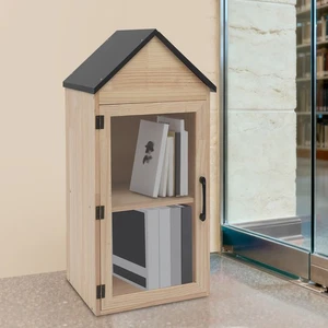 2-Tier Books Storage Box Little Library Cabinet Newspapers Organizer for Schools - Picture 1 of 17